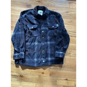 Juneau Jacket Mens Medium Blue Plaid Flannel Shirt Heavyweight Double Pocket Top